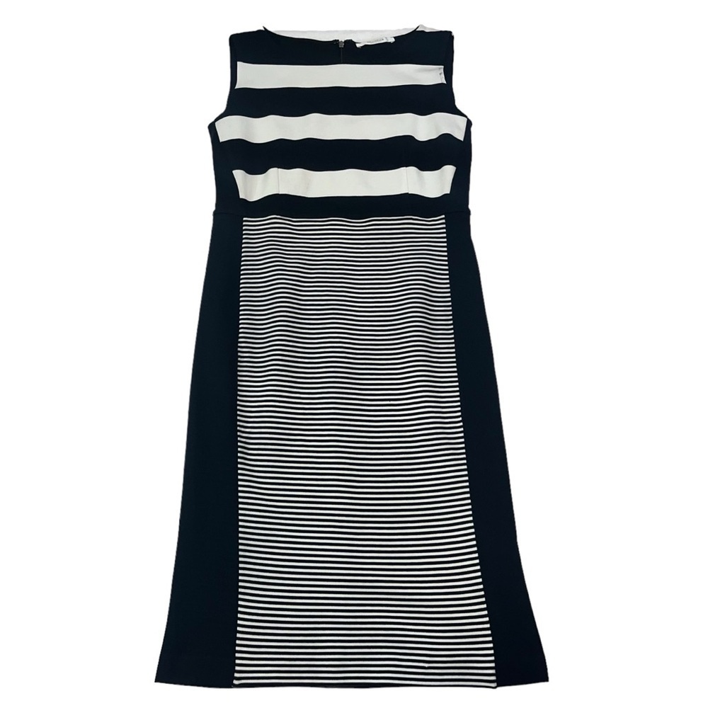 Max Mara Striped Mini Sleeveless Dress Black White Sz 42 Made In Italy Flawed* - Picture 4 of 12